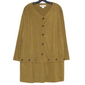 Sophia La Belle Jacket Minimalist Boho 90s Lagenlook Button Up Olive One Size